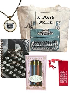 Writer’s Inspiration Tote, Necklace & Stationery Bundle